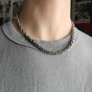 Men's 18 inch byzantine stainless steel chain